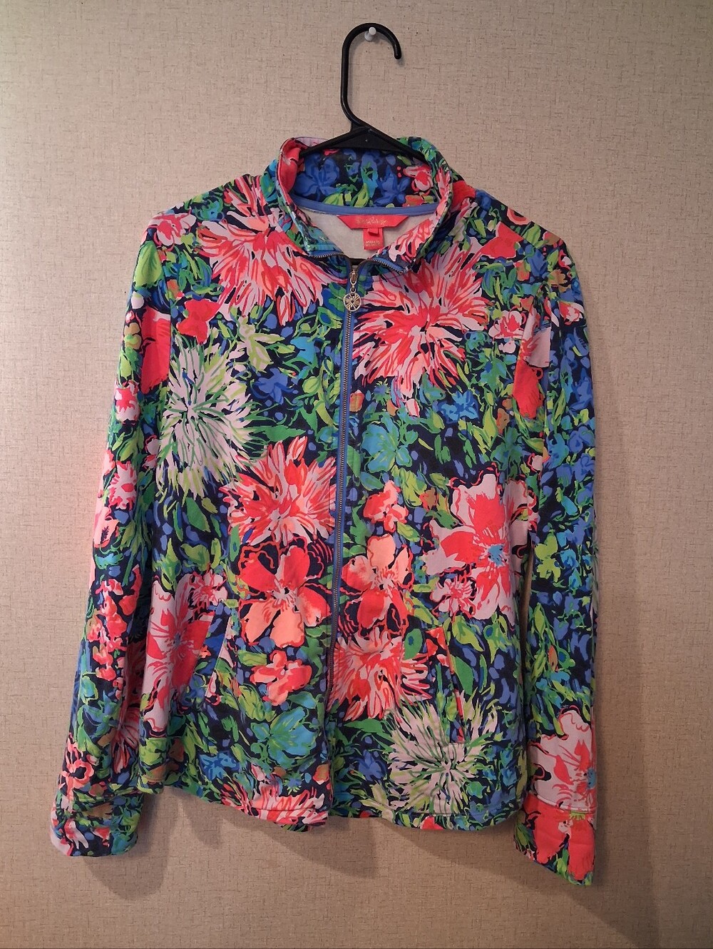 Lilly Pulitzer Coral & Green Floral Bomber Jacket